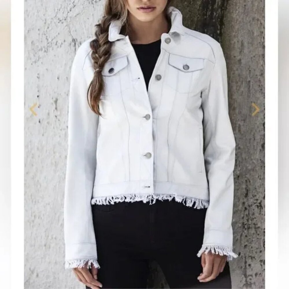 NWT Womens Jkt NYC Alexa White Burnished Leather Biker Moto Jacket M